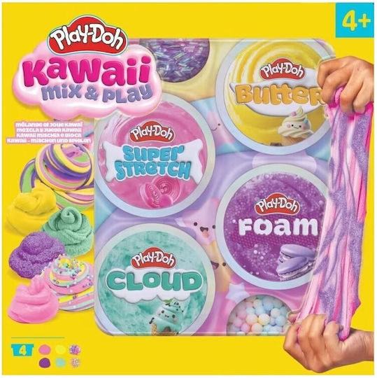Hasbro Play-Doh 4 Теста за Моделиране Пластелини Kawaii Mix & Play за 3+ Години