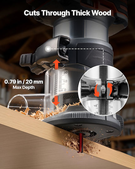 Vevor WXKBJGDSDZJSCXNH7001V9 Κουρευτικό Περιθωρίων 18V Χωρίς Καρβουνάκια (Brushless) Solo με Ρύθμιση Ταχύτητας και με Σύστημα Αναρρόφησης