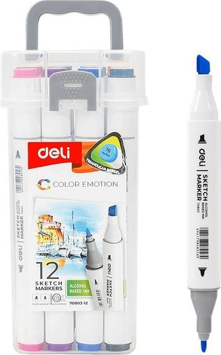 Deli Drawing Markers 1mm Thin Double-Tipped Set 12 Colours