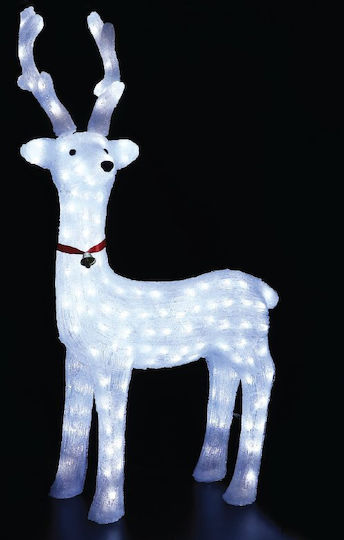 Aca Beleuchtet Weihnachtliche Kunststoff Figur Rentier Weiß Länge 52cm Standing Reindeer
