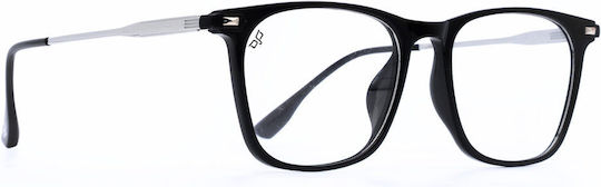 Square Oje Black Silver Handmade Titanium