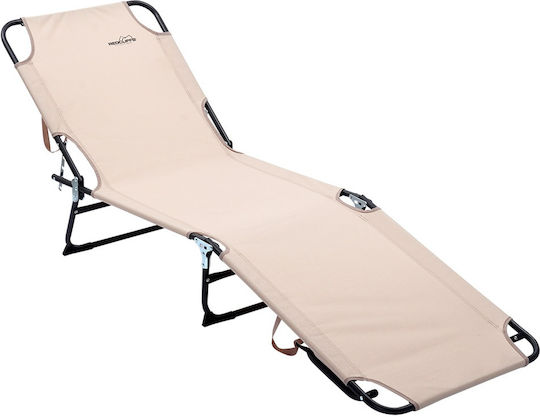 Strandliegen Beige Klappbar Metallisch 187x55x24cm