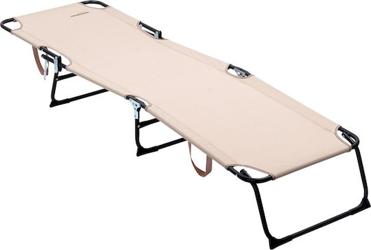 Strandliegen Beige Klappbar Metallisch 187x55x24cm