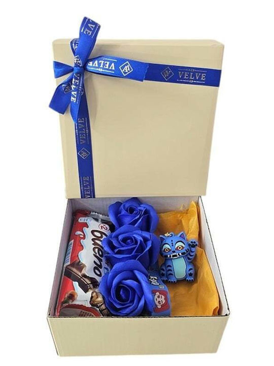 Joy Box Breloc Set Copii Monstru Albastru K-pop Figurină 3 Trandafiri Săpun Albastru Kinder Bueno