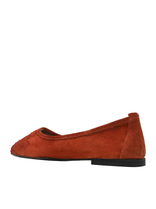 Suede Γυναικείες Μπαλαρίνες σε Κόκκινο Χρώμα