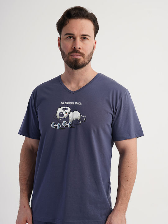 Vienetta Secret Summer Men's Pyjama Blue