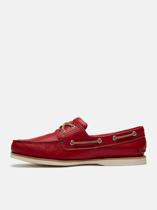 Classic Leather Men's Boat Shoes in Red