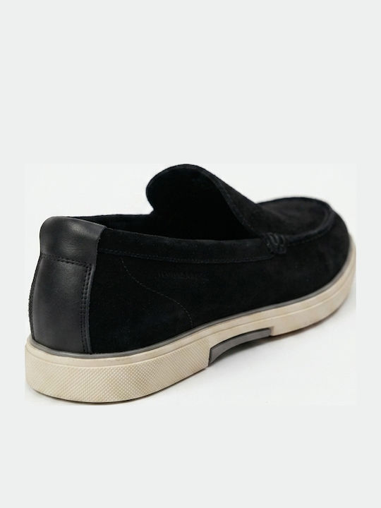 Suede Men's Loafers In Black Color