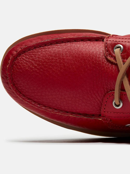 Classic Leather Men's Boat Shoes in Red