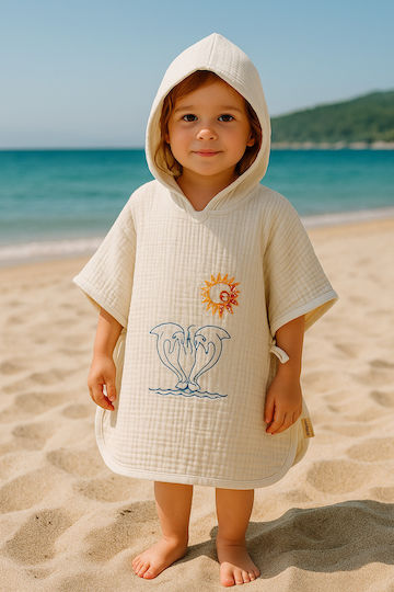 Stewehome Kids Baby Pareo Towel Hood 100% Cotton Embroidery Teddy Bear 100x1 Cm