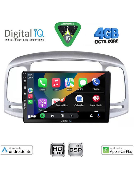 Digital IQ Car Audio System for Hyundai Accent 2005-2012 Bluetooth USB WiFi GPS Apple CarPlay Android Auto with 9" Touch Screen