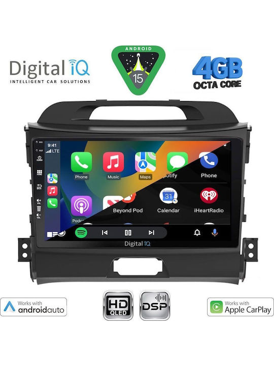 Digital IQ Car Audio System for Kia Sportage 2010-2015 Bluetooth USB WiFi GPS Apple CarPlay Android Auto with 9" Touch Screen