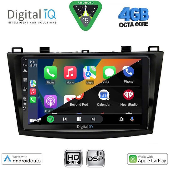 Digital IQ Auto-Audiosystem Für Mazda 3 2009-2014 Bluetooth USB Eingebautes Wi-Fi GPS Apple CarPlay Android Auto Mit Touchscreen 9 Zoll