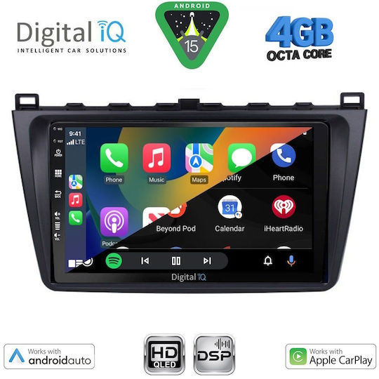 Digital IQ Автомобилна Аудио Система За Mazda 6 2008-2012 (Bluetooth/USB/Вграден Wi-Fi/GPS/Apple CarPlay/Android Auto) С Touch Screen 9"