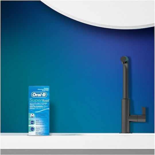 Oral-B Super Floss Ață Dentară Cearată cu Aromă de Mentă 50m 4 Bucăți