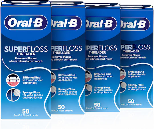 Oral-B Super Floss Ață Dentară Cearată cu Aromă de Mentă 50m 4 Bucăți