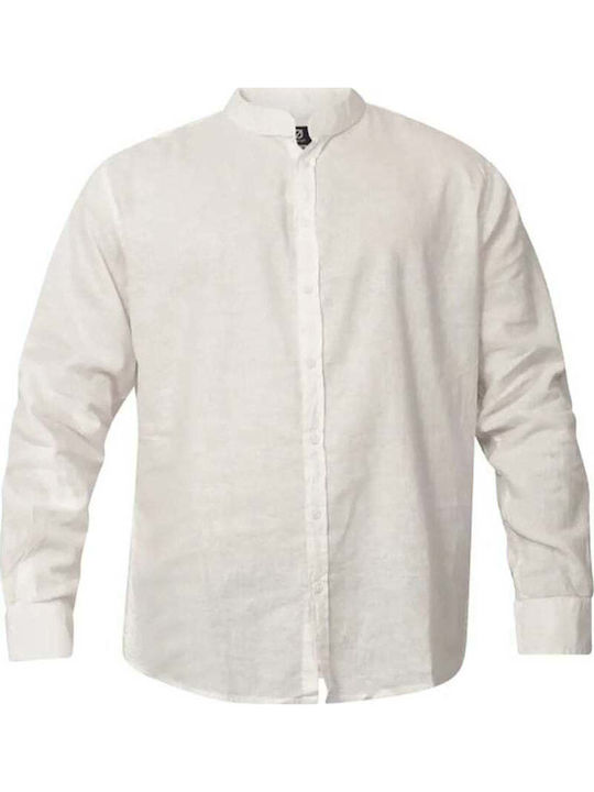 Long Sleeve Linen Shirt in Regular Fit White