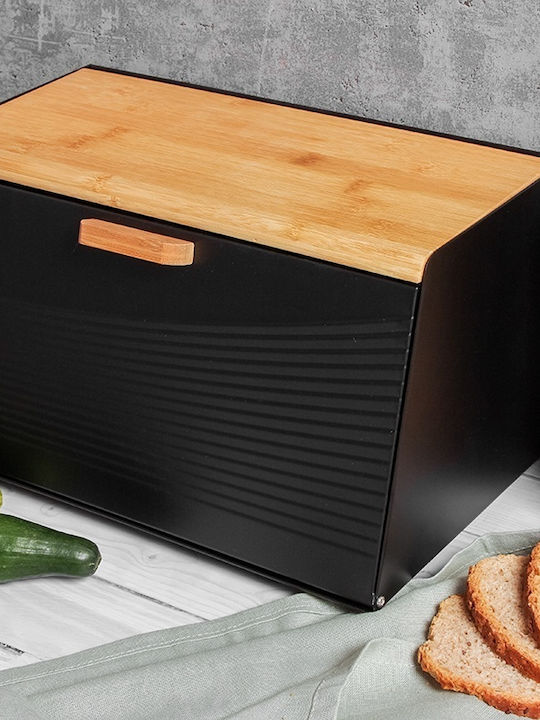 Brunbeste Bread Box with Lid Inox Black 35.5x23.5x21cm