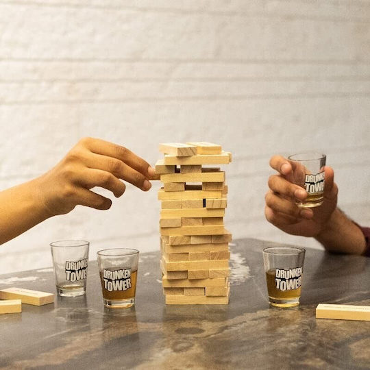 Alista Home Joc De Băutură Jenga Turnul Betivului Din Lemn Provocare Piese Cu Pahare De Shot Incluse 19 X 7 X 20 Cm