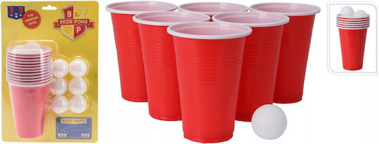 Set Beer Pong 24 Bucăți 12 Cupe Roșii + 12 Bile