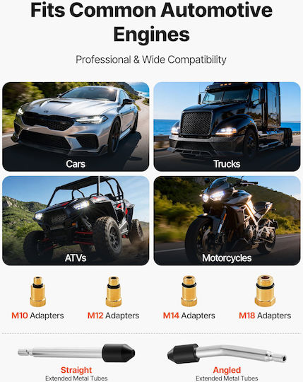 Vevor Set De Testare Compresie Cilindri Motor 10-200 Psi 4 Adaptoare Metalice Tuburi Pentru Mașini Și Motociclete Qgylcsydzylbxg4xf001v9