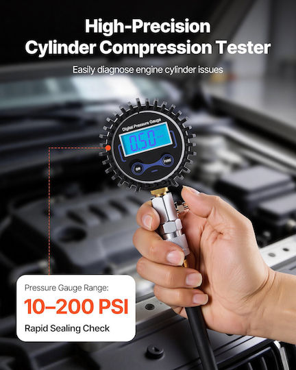 Vevor Set De Testare Compresie Cilindri Motor 10-200 Psi 4 Adaptoare Metalice Tuburi Pentru Mașini Și Motociclete Qgylcsydzylbxg4xf001v9
