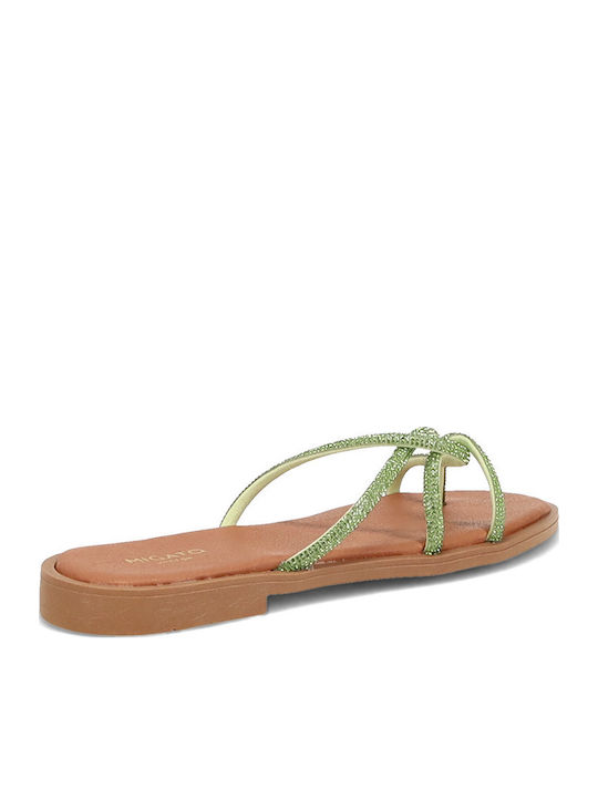 Damen Flache Grüne Sandalen