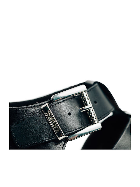 Leder Flache Sandalen für Damen Schwarz