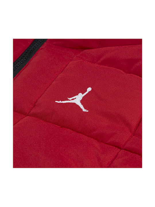 Kids Quilted Jacket with Hood Red Puffer