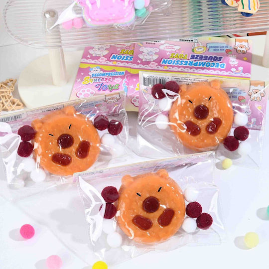 Set 12 Jucării Antistres Squishy Alista Home Rebound Lent Strânge Apasă Familie Rotund Biscuit Formă Capybara Design 7x6.5 Cm 55g Ambalaj Transparent Maro
