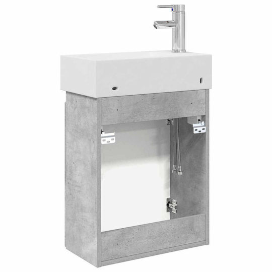vidaXL Плот със Смесител 45.5x22.5x84 см Сив