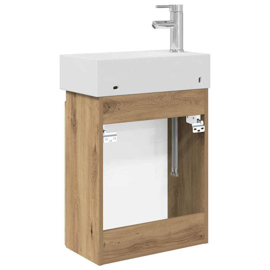 vidaXL Плот Със Смесител 45.5x25.5x84 см Кафяв