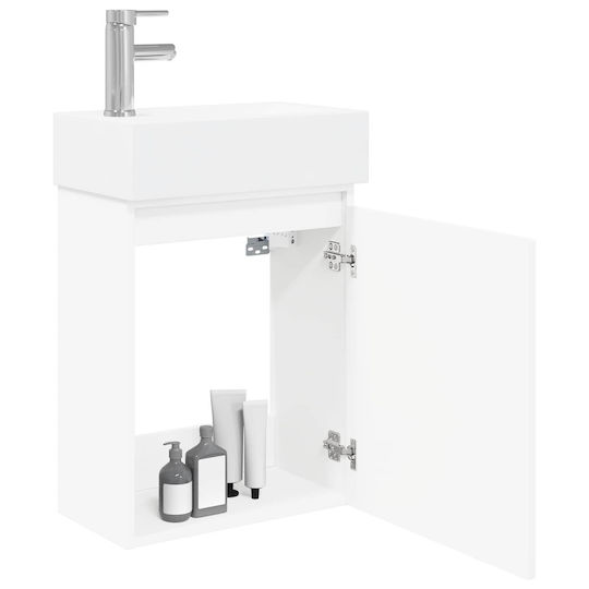 vidaXL Плот със Смесител 45.5x25.5x84 см Бял