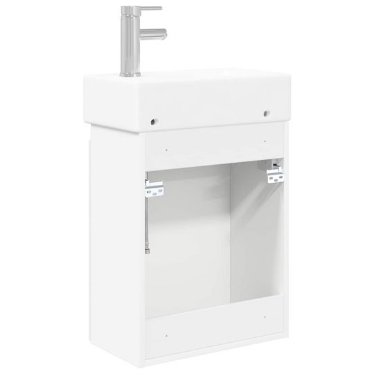 vidaXL Плот със Смесител 45.5x25.5x84 см Бял