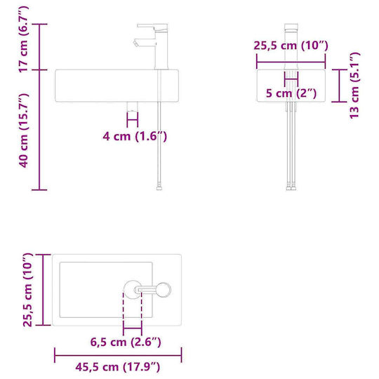 vidaXL Πάγκος με Νιπτήρα Μ45.5xΒ22.5xΥ84cm Καφέ