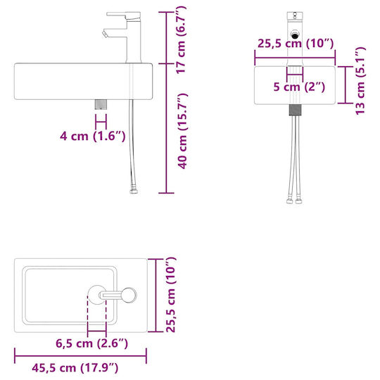 vidaXL Pangă Cu Lavoar M45.5xA22.5xÎ84cm Maro