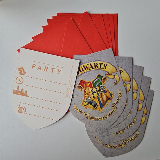 Invitații Petrecere Harry Potter Casele Hogwarts 6 Bucăți