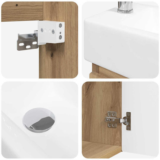 vidaXL Vanity Unit with Sink M45.5xL22.5xH84cm Brown