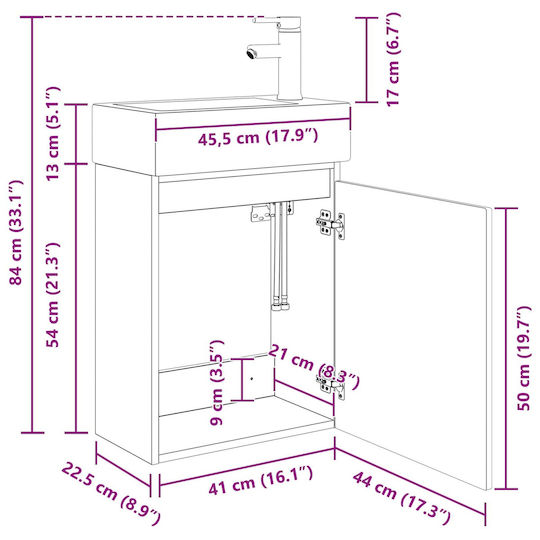 vidaXL Плот с Мивка 45.5x25.5x84см Кафяв