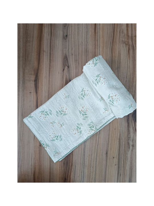 SteweHome Nursery Swaddling Cotton Green Blanket 100x100cm
