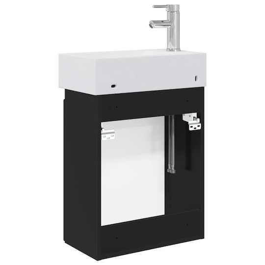 vidaXL Плот със Смесител 45.5x22.5x84 см Черен