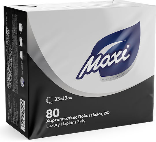 Maxi 80 Napkins 2 Ply White