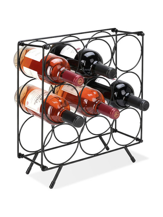 Excellent Houseware Freistehendes Weinregal Metallisch für 9 Flaschen Schwarz 31x18x36,5 cm