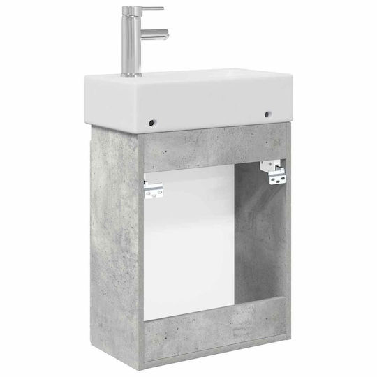vidaXL Плот със Смесител 45.5x22.5x84 см Сив