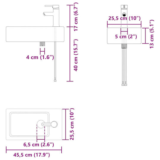 vidaXL Плот със Смесител 45.5x22.5x84 см Сив