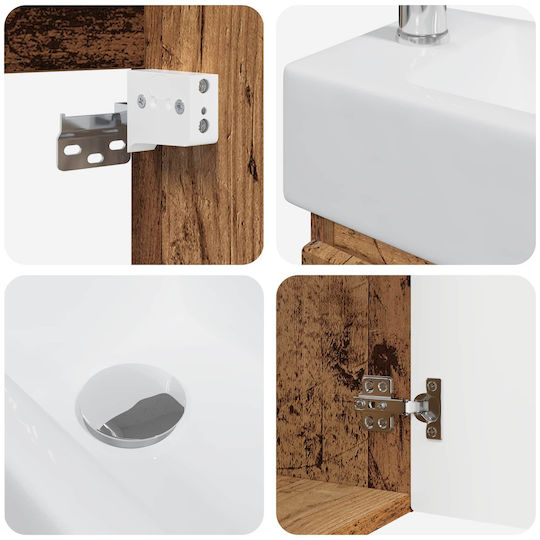 vidaXL Плот със Смесител 45.5x25.5x84 см Кафяв vidaXL Плот със Смесител 45.5x25.5x84 см Кафяв