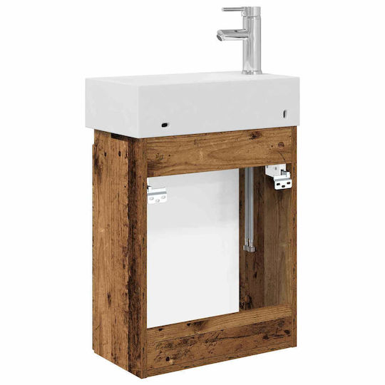 vidaXL Плот със Смесител 45.5x25.5x84 см Кафяв
