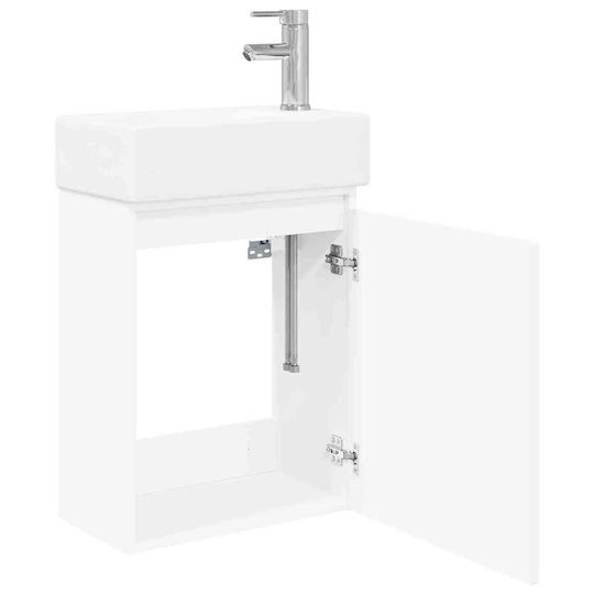 vidaXL Плот със Смесител 45.5x22.5x84 см Бял