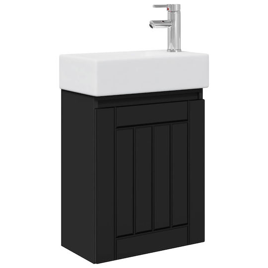 vidaXL Плот със Смесител 45.5x25.5x84 см Черен