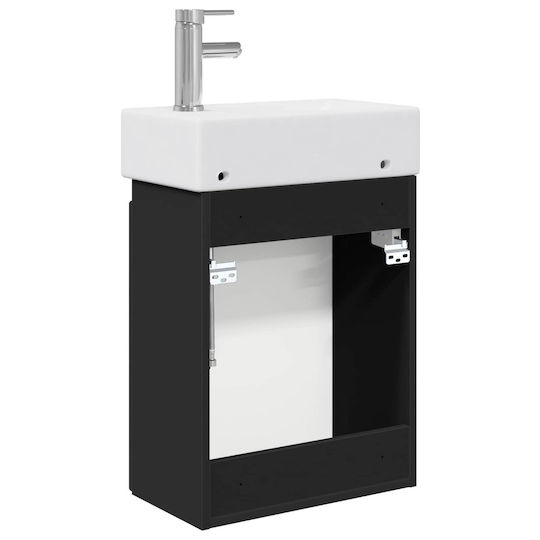 vidaXL Плот със Смесител 45.5x25.5x84 см Черен